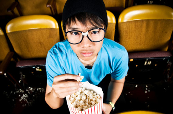 Movies for Nerds Nerdy guy at a movie theatre