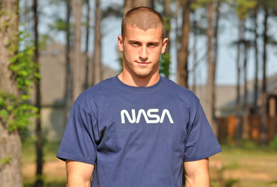 Model in NASA Shirt