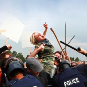 Protestors clash with police